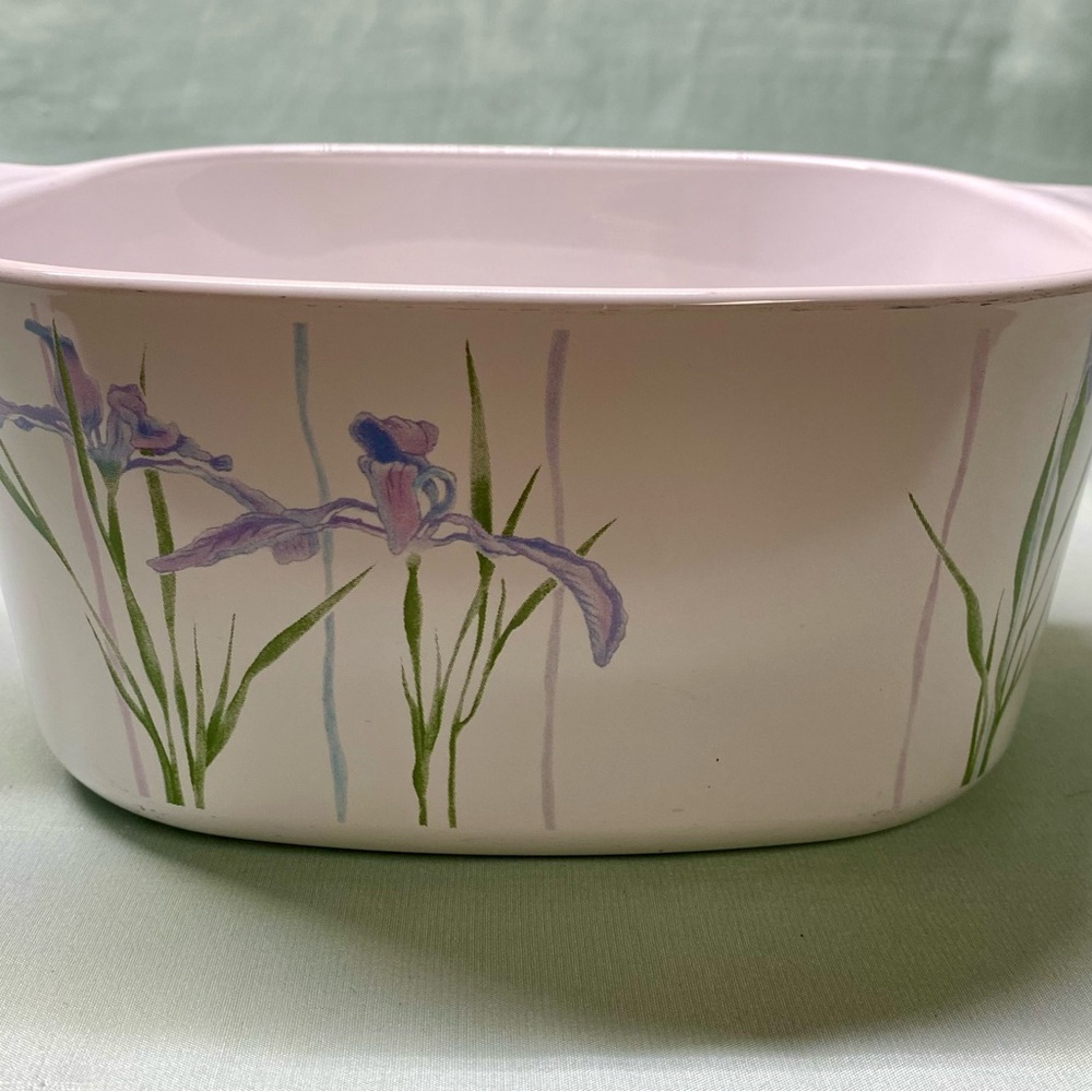 Floral Ceramic Bowl with Purple Iris Design